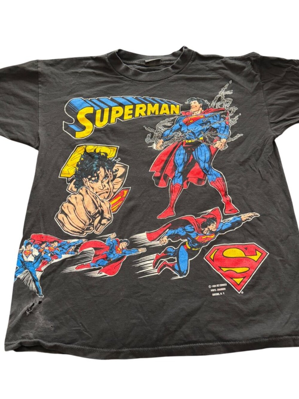 Vintage 1994 DC Comics Superman T-Shirt With Graphic Print Black Size XL